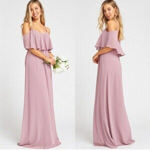 Show Me Your Mumu Caitlin Ruffle Maxi Dress Antique Rose Chiffon Bridesmaid
